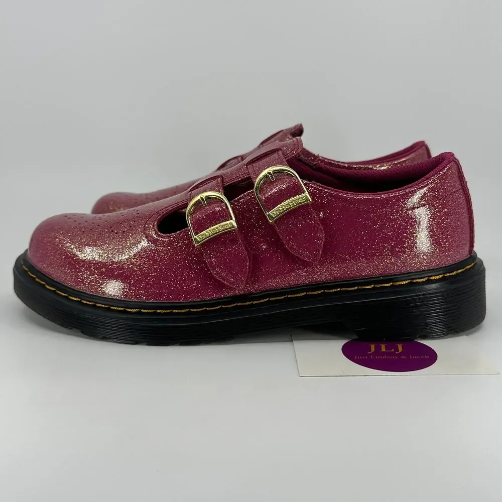 Dr. Martens Women's 8065 Fuchsia Glitter Patent Mary Jane Shoes 8065Y Size 6
